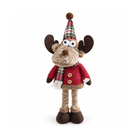 Renne de Noël décorative en polyester – Ornement de Noël avec base sablée, design sympathique, 4 variantes de style, 2 tailles de 35 et 50 cm