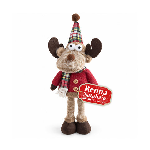 Renne de Noël décorative en polyester – Ornement de Noël avec base sablée, design sympathique, 4 variantes de style, 2 tailles de 35 et 50 cm