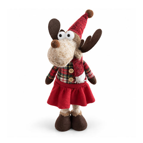 Renne de Noël décorative en polyester – Ornement de Noël avec base sablée, design sympathique, 4 variantes de style, 2 tailles de 35 et 50 cm