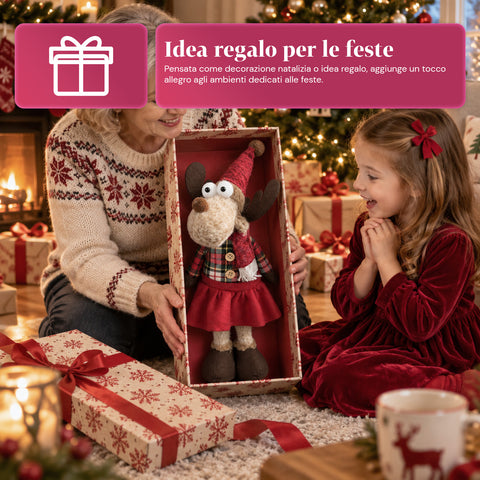 Renne de Noël décorative en polyester – Ornement de Noël avec base sablée, design sympathique, 4 variantes de style, 2 tailles de 35 et 50 cm