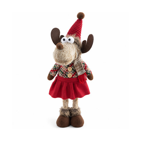 Renne de Noël décorative en polyester – Ornement de Noël avec base sablée, design sympathique, 4 variantes de style, 2 tailles de 35 et 50 cm