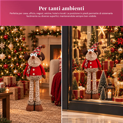 Renne de Noël décorative extensible de 55 à 85 cm – Décoration de Noël avec pattes télescopiques, structure en métal, polyester, 4 variantes de style
