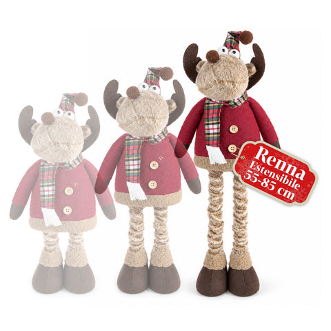 Renne de Noël décorative extensible de 55 à 85 cm – Décoration de Noël avec pattes télescopiques, structure en métal, polyester, 4 variantes de style