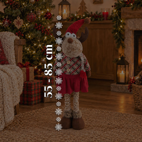 Renne de Noël décorative extensible de 55 à 85 cm – Décoration de Noël avec pattes télescopiques, structure en métal, polyester, 4 variantes de style