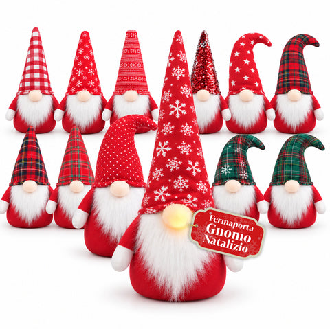 Bloque-porte gnome de Noël 60 cm avec LED dans le nez, 3 modes d’éclairage, rempli de sable 1 kg, doux en polyester - Bindbox