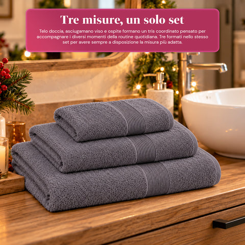Lot de 3 serviettes de bain 100 % coton – Ensemble comprenant une serviette de 90x140, une serviette de 60x100 et une serviette d’invité de 40x60 cm, douces et absorbantes, 6 couleurs