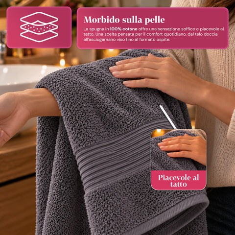 Lot de 3 serviettes de bain 100 % coton – Ensemble comprenant une serviette de 90x140, une serviette de 60x100 et une serviette d’invité de 40x60 cm, douces et absorbantes, 6 couleurs