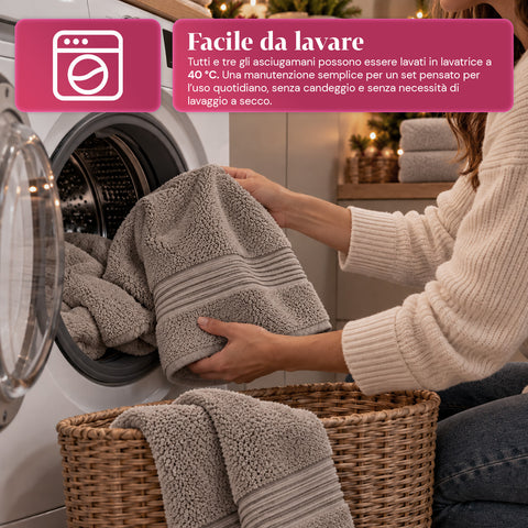 Lot de 3 serviettes de bain 100 % coton – Ensemble comprenant une serviette de 90x140, une serviette de 60x100 et une serviette d’invité de 40x60 cm, douces et absorbantes, 6 couleurs