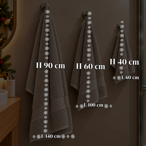 Lot de 3 serviettes de bain 100 % coton – Ensemble comprenant une serviette de 90x140, une serviette de 60x100 et une serviette d’invité de 40x60 cm, douces et absorbantes, 6 couleurs