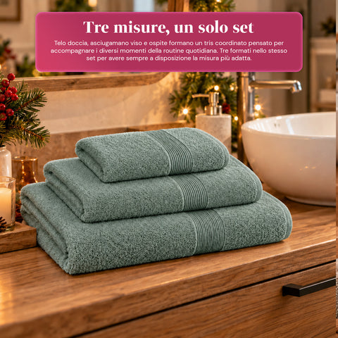 Lot de 3 serviettes de bain 100 % coton – Ensemble comprenant une serviette de 90x140, une serviette de 60x100 et une serviette d’invité de 40x60 cm, douces et absorbantes, 6 couleurs