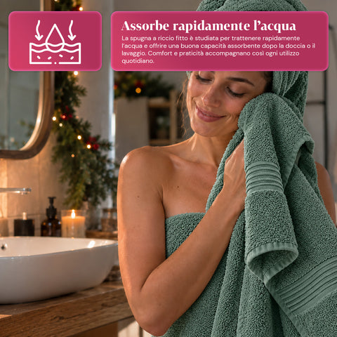Lot de 3 serviettes de bain 100 % coton – Ensemble comprenant une serviette de 90x140, une serviette de 60x100 et une serviette d’invité de 40x60 cm, douces et absorbantes, 6 couleurs