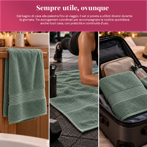 Lot de 3 serviettes de bain 100 % coton – Ensemble comprenant une serviette de 90x140, une serviette de 60x100 et une serviette d’invité de 40x60 cm, douces et absorbantes, 6 couleurs