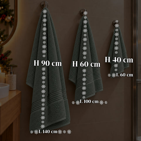 Lot de 3 serviettes de bain 100 % coton – Ensemble comprenant une serviette de 90x140, une serviette de 60x100 et une serviette d’invité de 40x60 cm, douces et absorbantes, 6 couleurs
