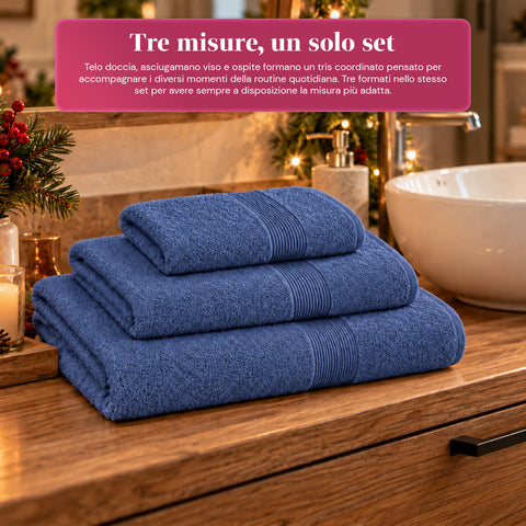 Lot de 3 serviettes de bain 100 % coton – Ensemble comprenant une serviette de 90x140, une serviette de 60x100 et une serviette d’invité de 40x60 cm, douces et absorbantes, 6 couleurs