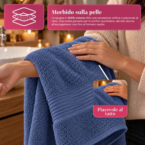 Lot de 3 serviettes de bain 100 % coton – Ensemble comprenant une serviette de 90x140, une serviette de 60x100 et une serviette d’invité de 40x60 cm, douces et absorbantes, 6 couleurs