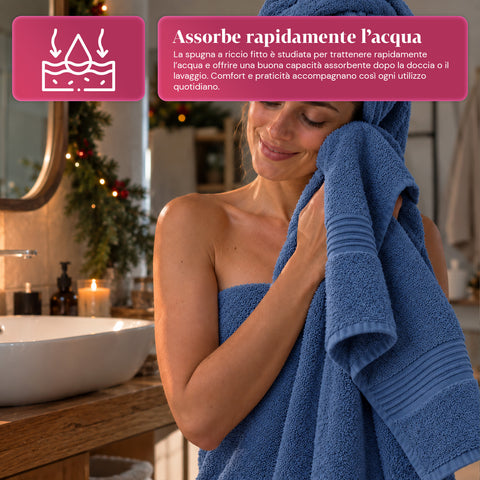 Lot de 3 serviettes de bain 100 % coton – Ensemble comprenant une serviette de 90x140, une serviette de 60x100 et une serviette d’invité de 40x60 cm, douces et absorbantes, 6 couleurs