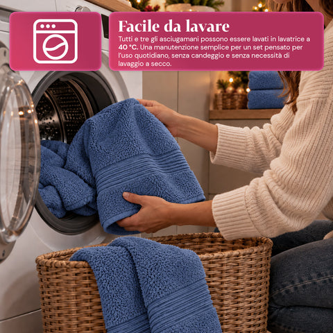 Lot de 3 serviettes de bain 100 % coton – Ensemble comprenant une serviette de 90x140, une serviette de 60x100 et une serviette d’invité de 40x60 cm, douces et absorbantes, 6 couleurs