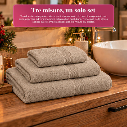 Lot de 3 serviettes de bain 100 % coton – Ensemble comprenant une serviette de 90x140, une serviette de 60x100 et une serviette d’invité de 40x60 cm, douces et absorbantes, 6 couleurs