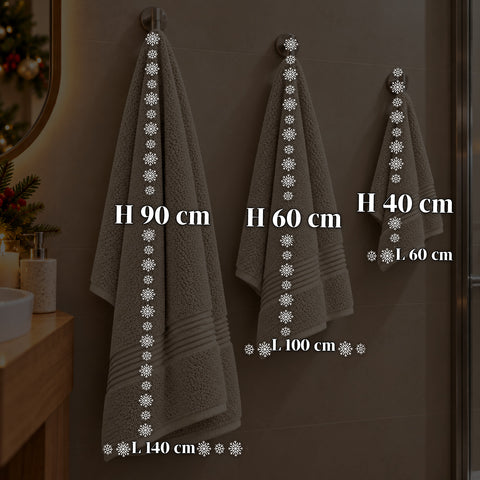 Lot de 3 serviettes de bain 100 % coton – Ensemble comprenant une serviette de 90x140, une serviette de 60x100 et une serviette d’invité de 40x60 cm, douces et absorbantes, 6 couleurs