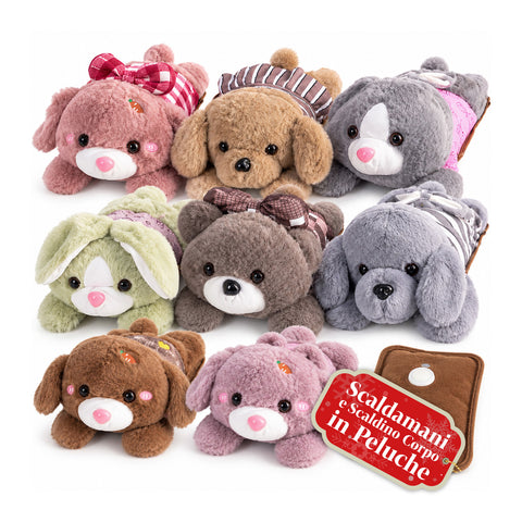 Chauffe-mains électrique en peluche avec bouillotte rechargeable, 2 poches, chaleur pendant 4 à 5 heures, déhoussable avec fermeture éclair – boîte mystère