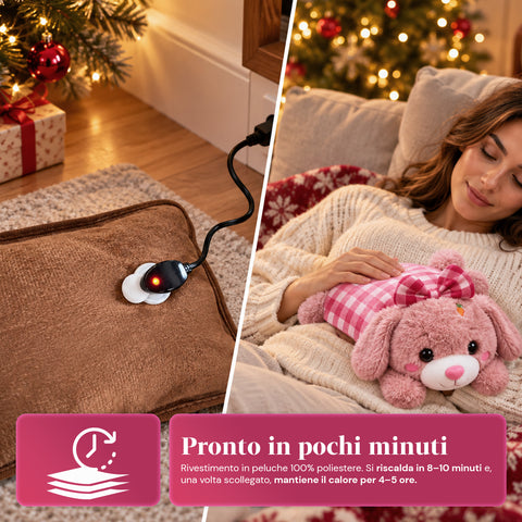 Chauffe-mains électrique en peluche avec bouillotte rechargeable, 2 poches, chaleur pendant 4 à 5 heures, déhoussable avec fermeture éclair – boîte mystère