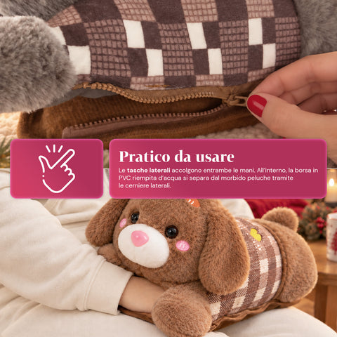 Chauffe-mains électrique en peluche avec bouillotte rechargeable, 2 poches, chaleur pendant 4 à 5 heures, déhoussable avec fermeture éclair – boîte mystère