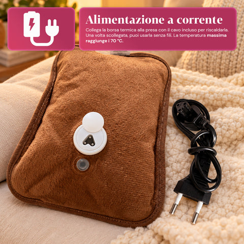 Chauffe-mains électrique en peluche avec bouillotte rechargeable, 2 poches, chaleur pendant 4 à 5 heures, déhoussable avec fermeture éclair – boîte mystère