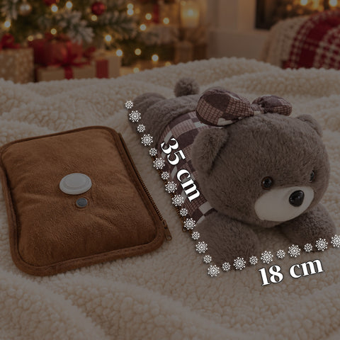 Chauffe-mains électrique en peluche avec bouillotte rechargeable, 2 poches, chaleur pendant 4 à 5 heures, déhoussable avec fermeture éclair – boîte mystère