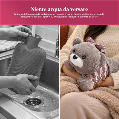 Chauffe-mains électrique en peluche avec bouillotte rechargeable, 2 poches, chaleur pendant 4 à 5 heures, déhoussable avec fermeture éclair – boîte mystère