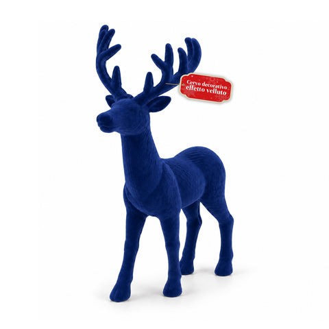 Cerf décoratif 33x44h cm effet velours, figurine de renne au design moderne pour la maison, le bureau et les vitrines, décoration de Noël, 6 variantes de couleur