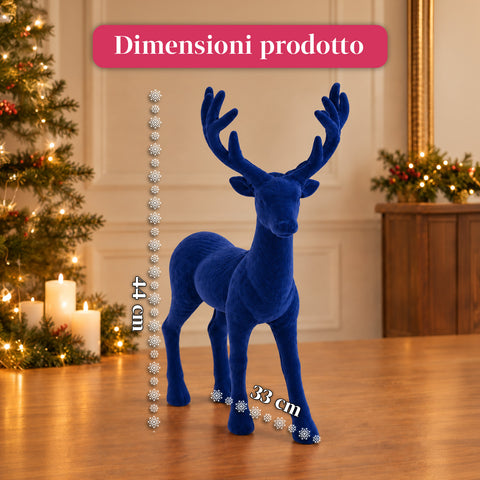 Cerf décoratif 33x44h cm effet velours, figurine de renne au design moderne pour la maison, le bureau et les vitrines, décoration de Noël, 6 variantes de couleur