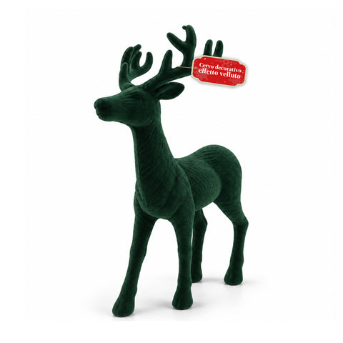 Cerf décoratif 33x44h cm effet velours, figurine de renne au design moderne pour la maison, le bureau et les vitrines, décoration de Noël, 6 variantes de couleur