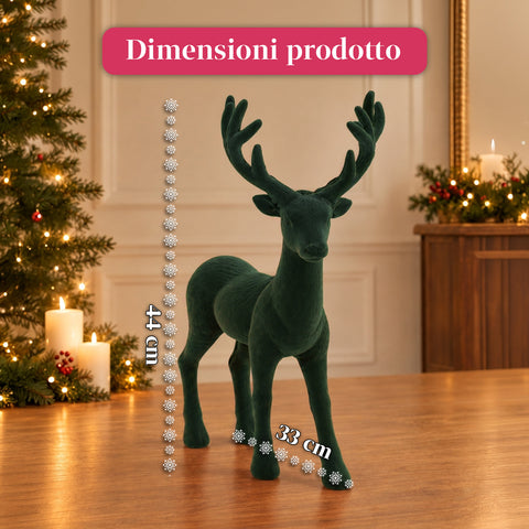 Cerf décoratif 33x44h cm effet velours, figurine de renne au design moderne pour la maison, le bureau et les vitrines, décoration de Noël, 6 variantes de couleur