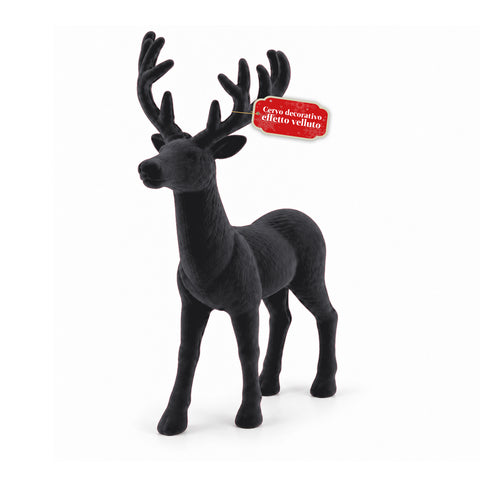 Cerf décoratif 33x44h cm effet velours, figurine de renne au design moderne pour la maison, le bureau et les vitrines, décoration de Noël, 6 variantes de couleur