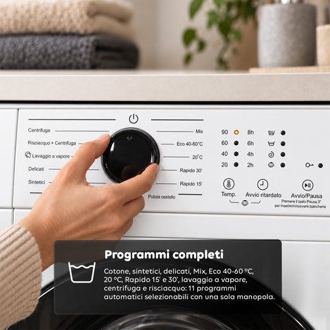 Lave-linge à chargement frontal 6 kg, classe A, 1200 tr/min, compact de 41 cm, lavage à la vapeur, tambour nid-d’abeilles, sécurité enfants, blanc ou gris