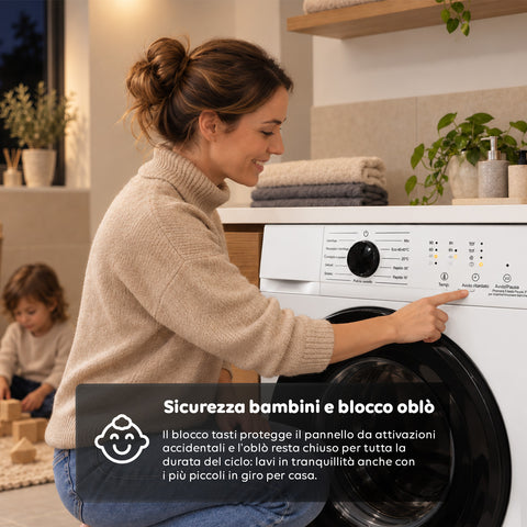 Lave-linge à chargement frontal 6 kg, classe A, 1200 tr/min, compact de 41 cm, lavage à la vapeur, tambour nid-d’abeilles, sécurité enfants, blanc ou gris