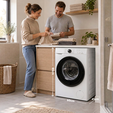 Lave-linge à chargement frontal 6 kg, classe A, 1200 tr/min, compact de 41 cm, lavage à la vapeur, tambour nid-d’abeilles, sécurité enfants, blanc ou gris