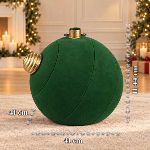 Base de sapin de Noël en forme de boule géante, effet velours, 41x41x44 cm, pour sapins jusqu’à 180 cm – cache-pied avec fixation Ø 4 cm, rouge bordeaux et vert