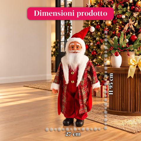 Père Noël avec lumières et musique, statue décorative de Noël de 65-95-120 cm, ornement lumineux à piles – boîte mystère