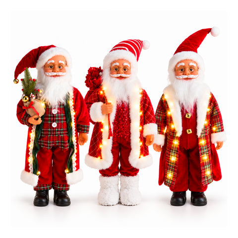 Père Noël avec lumières et musique, statue décorative de Noël de 65-95-120 cm, ornement lumineux à piles – boîte mystère
