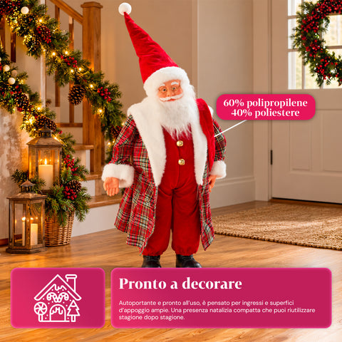 Père Noël avec lumières et musique, statue décorative de Noël de 65-95-120 cm, ornement lumineux à piles – boîte mystère