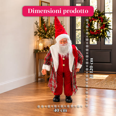 Père Noël avec lumières et musique, statue décorative de Noël de 65-95-120 cm, ornement lumineux à piles – boîte mystère