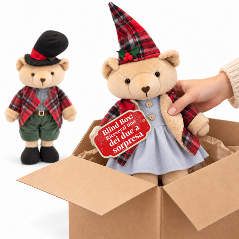 Ours décoratif de Noël de 85 cm, peluche décorative avec chapeau et tenue écossaise, base stable, tartan rouge ou marron