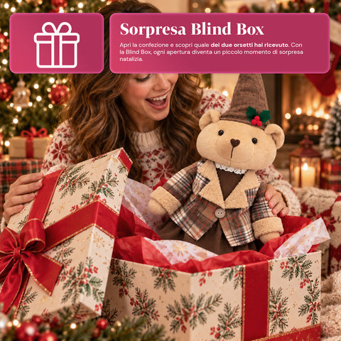 Ours décoratif de Noël de 85 cm, peluche décorative avec chapeau et tenue écossaise, base stable, tartan rouge ou marron