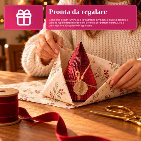 Bougie parfumée en verre décoré en forme de sphère ou de sapin – Parfums de pin, de cannelle et de vanille – Contenant réutilisable