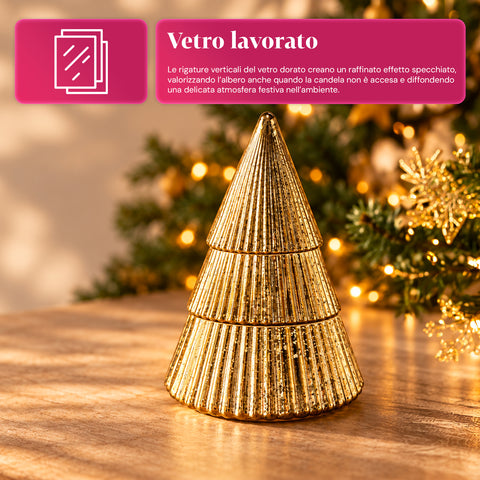 Bougie parfumée en verre décoré en forme de sphère ou de sapin – Parfums de pin, de cannelle et de vanille – Contenant réutilisable