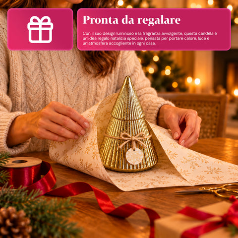 Bougie parfumée en verre décoré en forme de sphère ou de sapin – Parfums de pin, de cannelle et de vanille – Contenant réutilisable