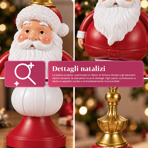Statuette de Noël de 35 cm en résine, décoration de Noël avec père Noël, soldat casse-noisette et ourson, rouge ou blanc, intérieur et extérieur