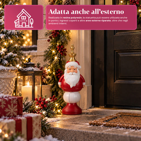 Statuette de Noël de 35 cm en résine, décoration de Noël avec père Noël, soldat casse-noisette et ourson, rouge ou blanc, intérieur et extérieur