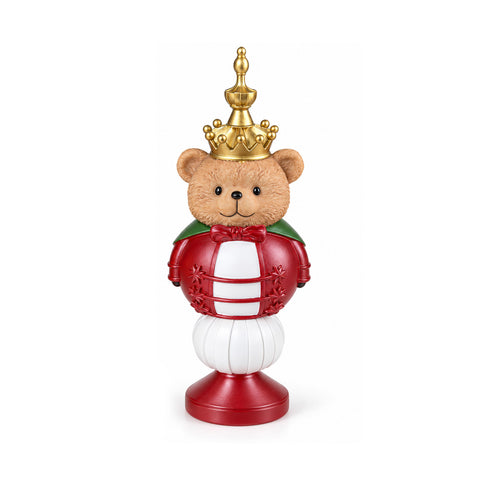 Statuette de Noël de 35 cm en résine, décoration de Noël avec père Noël, soldat casse-noisette et ourson, rouge ou blanc, intérieur et extérieur
